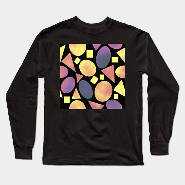 Geometry Glowing Shapes on Black Repeat 5748 Long Sleeve T-Shirt by ArtticArlo